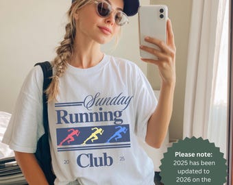 Sunday Run Club Graphic Tee: Retro Graphic Comfort Colors T-Shirt, 90s inspired Running Shirt