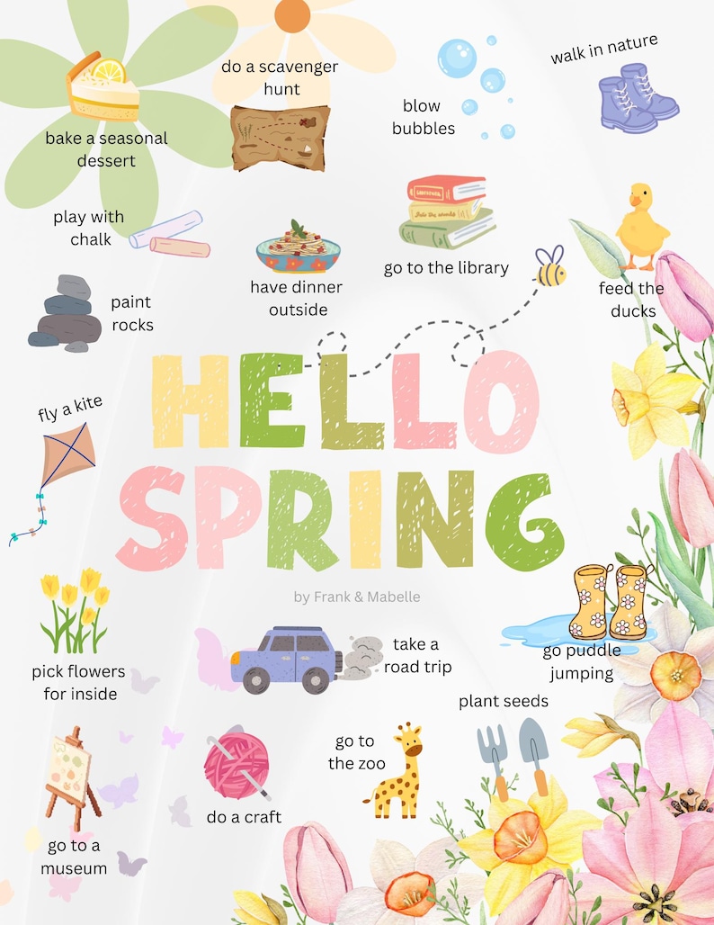 List Kids Spring Spring Bucket List for Kids - Etsy