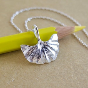 Ginkgo Leaf Jewelry - Pure Silver Real Leaf Pendant, Botanical Jewelry, OOAK