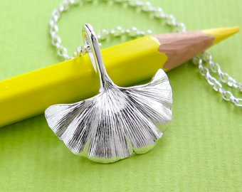 Ginkgo Leaf Jewelry - Pure Silver Real Leaf Pendant, Botanical Jewelry, OOAK