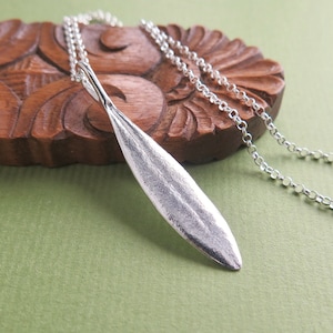 Olive Leaf Pendant Necklace - Pure Silver REAL Olive Leaf Pendant, Botanical Jewelry, Everyday Jewelry