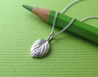 Candy Mint Leaf Pendant - Pure Silver Real Leaf Pendant, Herb Jewelry