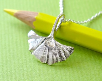 Ginkgo Leaf Jewelry - Pure Silver Real Leaf Pendant, Botanical Jewelry, OOAK