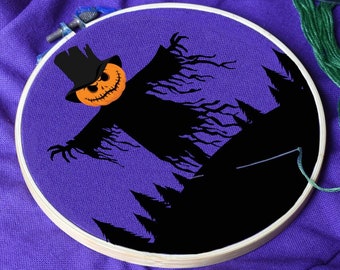 Halloween Scarecrow 6 inch Hand Embroidery Pattern Digital PDF Design Download