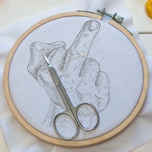 Middle Finger Sketch 6 inch Hand Embroidery Pattern Digital PDF Design Download