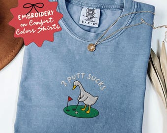 Embroidered Silly Goose Golf Shirt, Funny Golf Shirt, Comfort Colors Embroidered Golf Tshirt, Gift for Her, Gift for Him
