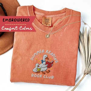 Embroidered Silly Goose Book Club Shirt, Comfort Colors Reader Tshirt, Gift for Book Lover, Book Lover Shirt