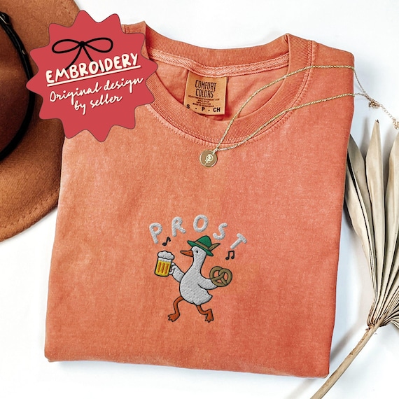 Embroidered Goose Oktoberfest Shirt, Beer Shirt, Comfort Colors Prost Shirt, October Fall Beer Festival
