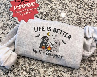 Embroidered Camping Sweatshirt, Group Camping Sweatshirt, Camp Life Shirt, Nature Lover Gift, Camping Crew