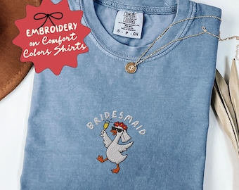 Embroidered Funny Bridesmaid Shirt, Silly Goose Bridesmaid T Shirt, Bachelorette Silly Goose - B-23-Center