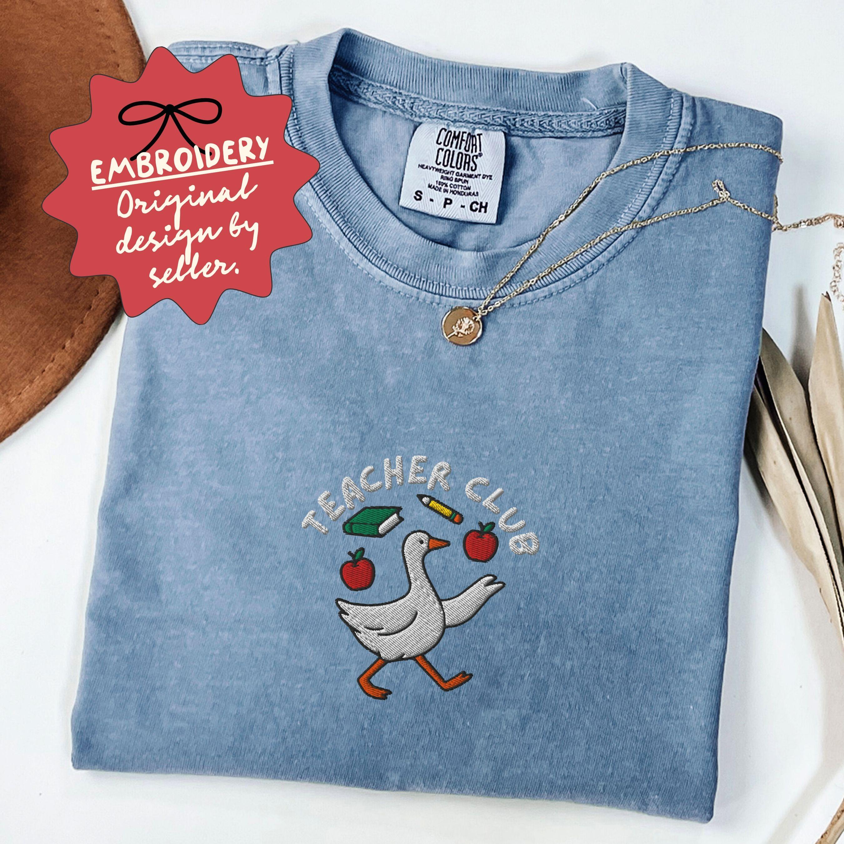 Embroidered Goose Teacher Club, Comfort Colors Back To School Teacher Shirt, Gift for Teachers, Cute Teacher Shirt, Teacher Appreciation