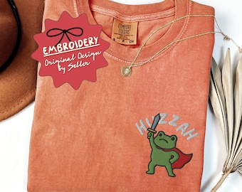 Embroidered Funny Frog Shirt, Cute Frog Lovers TShirt, Gift for Her, Gift for Bestfriend, Nature Lover Tee