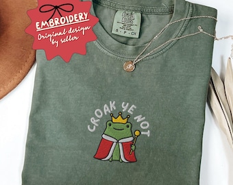 Embroidered Frog Shirt, Funny Frog T Shirt, Nature Lover Tee, Trendy Frog Shirt, Gift for Her