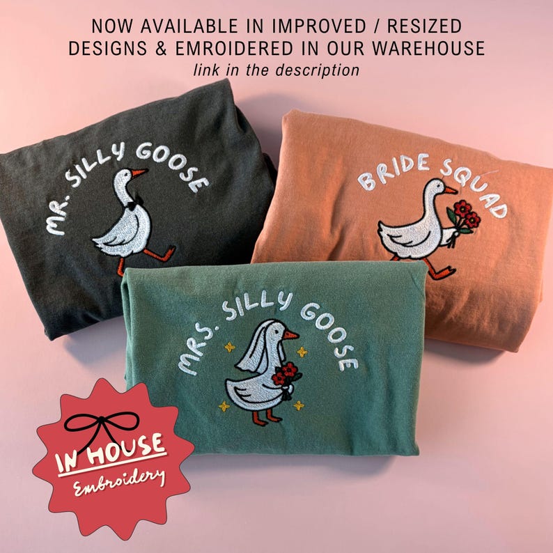 Embroidered Silly Goose Bride Shirt, Bride To Be Funny Goose Lover Shirt, Embroidered Bride Tshirt - B-1-Center bild 11