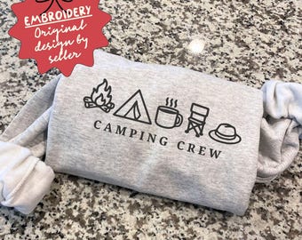 Embroidered Camping Sweatshirt, Group Camping Sweatshirt, Camp Life Shirt, Nature Lover Gift, Camping Crew