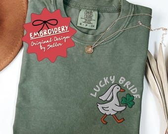 Camisa bordada de novia de Silly Goose, camiseta de novia de San Patricio, regalo de compromiso para la novia
