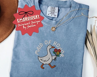 Embroidered Maid of Honor Comfort Colors Goose Shirt - B-10-Center