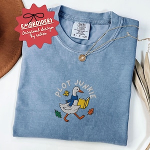 Embroidered Silly Goose Book Club Shirt, Comfort Colors Reader Tshirt, Gift for Book Lover, Book Lover Shirt