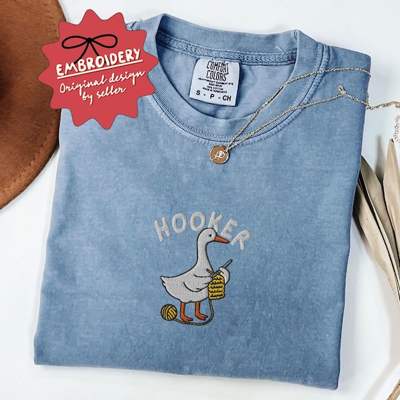 Embroidered Funny Crochet Shirt, Crochet Lover Tshirt, Cat Crochet Lover T Shirt, Gift for Her, Funny Mom Gift - F-5-Center
