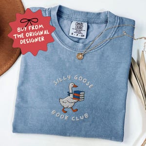 Embroidered Silly Goose Book Club Shirt, Comfort Colors Reader Tshirt, Gift for Book Lover, Book Lover Shirt