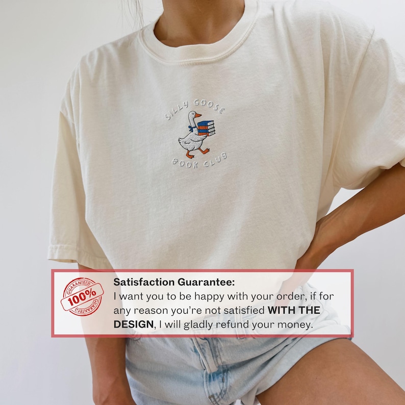 Embroidered Silly Goose Book Club Shirt, Comfort Colors Reader Tshirt, Gift for Book Lover, Book Lover Shirt zdjęcie 4