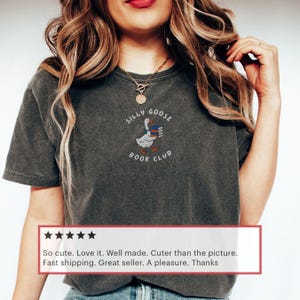 Embroidered Silly Goose Book Club Shirt, Comfort Colors Reader Tshirt, Gift for Book Lover, Book Lover Shirt Pepper