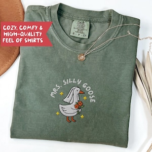 Embroidered Silly Goose Bride Shirt, Bride To Be Funny Goose Lover Shirt, Embroidered Bride Tshirt - B-1-Center Moss
