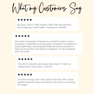 May include: Image featuring customer reviews with a five-star rating system. The text reads "What my Customers Say" in elegant script. Reviews praise the product's quality, fast shipping, and accurate descriptions.