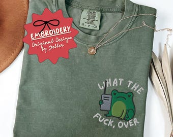 Embroidered Funny Frog Shirt, Cute Frog Lovers TShirt, Gift for Her, Gift for Bestfriend, Mental Health Shirt