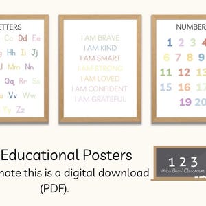 Conjunto de 15 carteles educativos, arte mural y carteles para el aula.