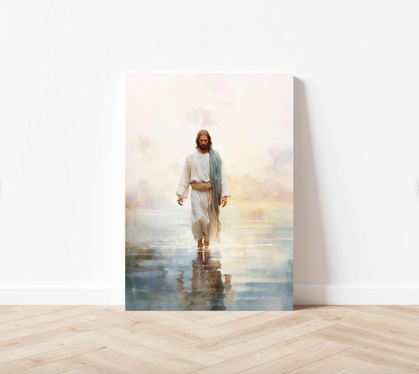 Jesus Walking on Water Poster Painting Print Bible Verse Wall Art Gift ...