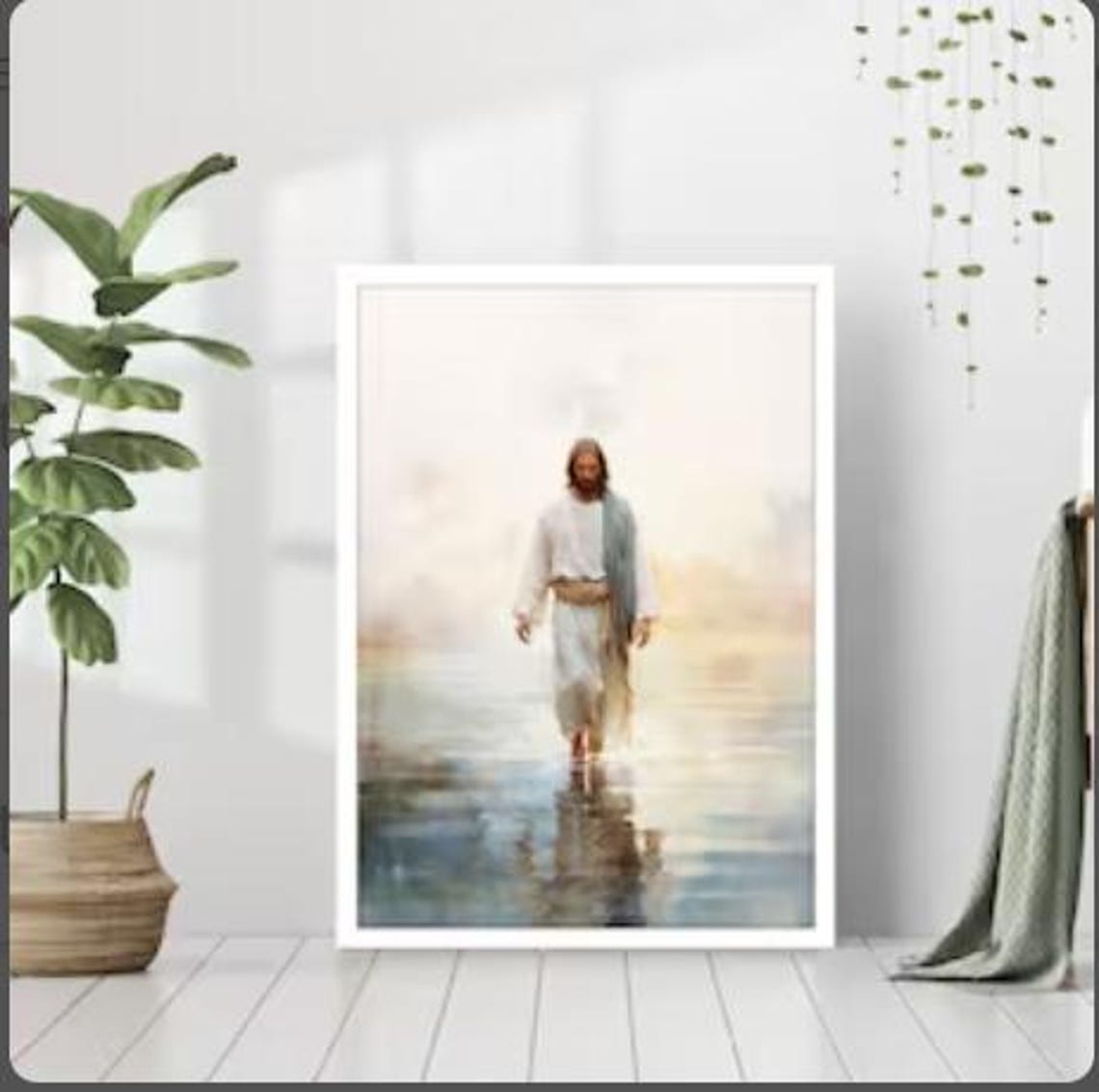 Jesus Walking on Water Poster Painting Print Bible Verse Wall Art Gift ...