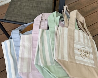 Trader Joe's Striped Mini Canvas Tote Bag | Limited Edition Mini Tote