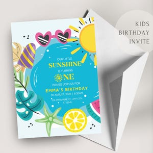 Sonnenschein-Geburtstagseinladung | Bearbeitbare und druckbare Vorlage | Geburtstagsparty einladen | Bday Party einladen | Canva Bearbeitbare Einladung