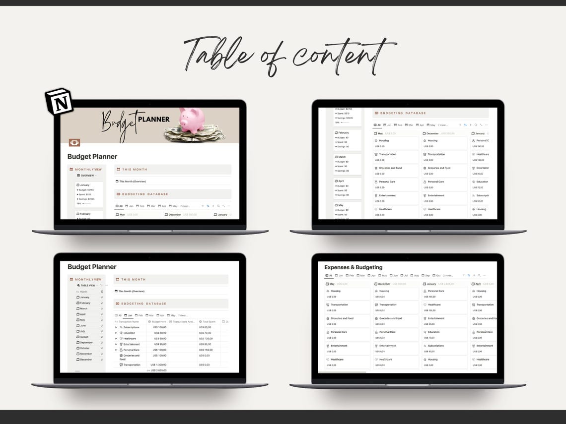 Notion budget planner template notion dashboard planner organizer