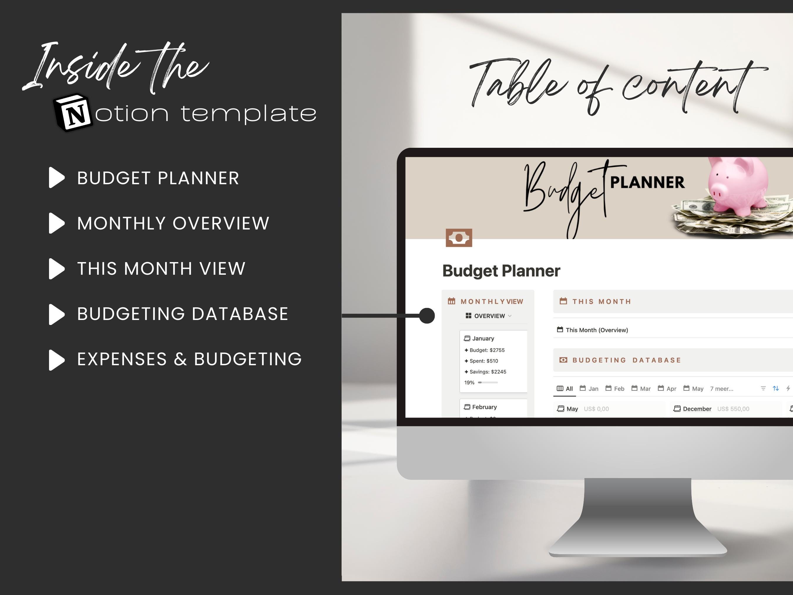 Notion budget planner template notion dashboard planner organizer