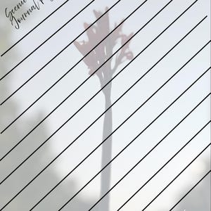 May include: A journal page with diagonal black lines for writing. The background is a soft, blurred image of a flower. The text "Scenic Route Journal Page" is in cursive at the top left. The logo "Reedy Vine" is at the bottom right.