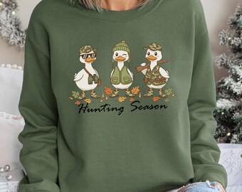 Silly Goose Hunting Season Sweatshirt, Hunting Goose Sweatshirt, Camo Fall Hunting Hoodie, Funny Duck Hunting Season Crewneck 264132