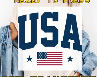 Impresión por transferencia térmica de la bandera de EE. UU.: Gráfico listo para planchar en prendas de vestir con la bandera estadounidense. Transferencia térmica para planchar. Calcomanía termoadhesiva para cumpleaños en EE. UU.