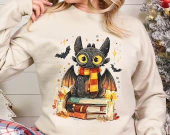 Toothless Vintage Sweatshirt, Epic Universe Toothless Sweatshirt, Toothless Gryff Halloween Hoodie, Night Fury Universal Crewneck 264123