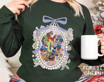 Floral Coquette Mirror Zootopia Sweatshirt, Judy Hopps Nick Wilde Sweatshirt, Welcome To Zootopia Disney Hoodie, Zootopia Crewneck 264531