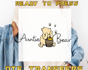 Transferencia DTF personalizada de Winnie The Pooh, transferencia de calor a juego de Winnie The Pooh, calcomanía para planchar de la familia Pooh