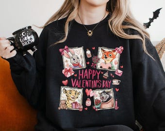 Zootopia Happy Valentine's Day Sweatshirt, Valentine Zootopia Sweatshirt, Coquette Bow Zootopia Hoodie, Disney Love Crewneck 264543