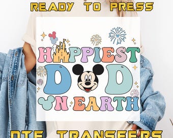 Disney Happiest On Earth Family DTF Transfer, Happiest Kid Mom Dad on Earth Matching Disney Heat Press Transfer Custom Disney Crew Iron On