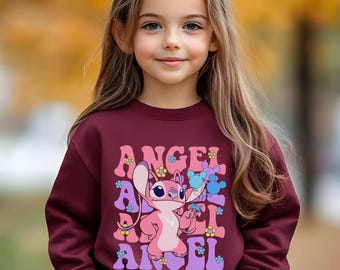 Disney Floral Angel Sweatshirt, Angel Sweater, Disney Balloons Stich Angel Hoodie, Disneyland Trip Hoodie, Girly Disney Crewneck 263918