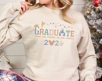 Disney Graduation 2026  Gift Sweatshirt Graduate From The Tassel To The Castle 2026 Hoodie, Graduate Mickey Crewneck, Hoodie For Grad 264391