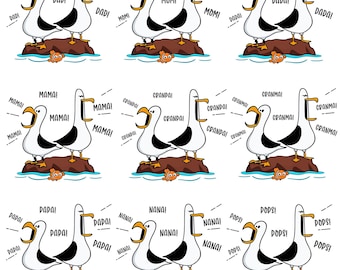 Transferencia personalizada Seagull para la familia DTF: Papá, Mamá, Abuelo, Abuela, Papa, Nana, Pops Diseños personalizados de Seagull Calcomanía termoadhesiva Nemo Heat Press