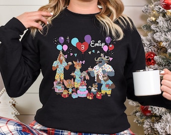 Personalized Name Age Zootopia 2 Birthday Sweatshirt, Disney Judy Hopps Nick Wilde Birthday Hoodie, Disneyland Family Crewneck 264509