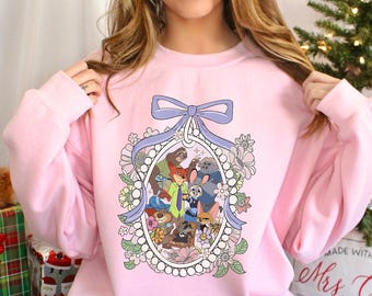 Floral Coquette Mirror Zootopia Sweatshirt, Judy Hopps Nick Wilde Sweatshirt, Women Zootopia  Hoodie, Zootopia Crewneck 264531