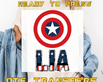 Captain America  Custom DTF Transfer, Personalized Captain America Heat Press Transfer Custom Captain America Family Iron On Decal